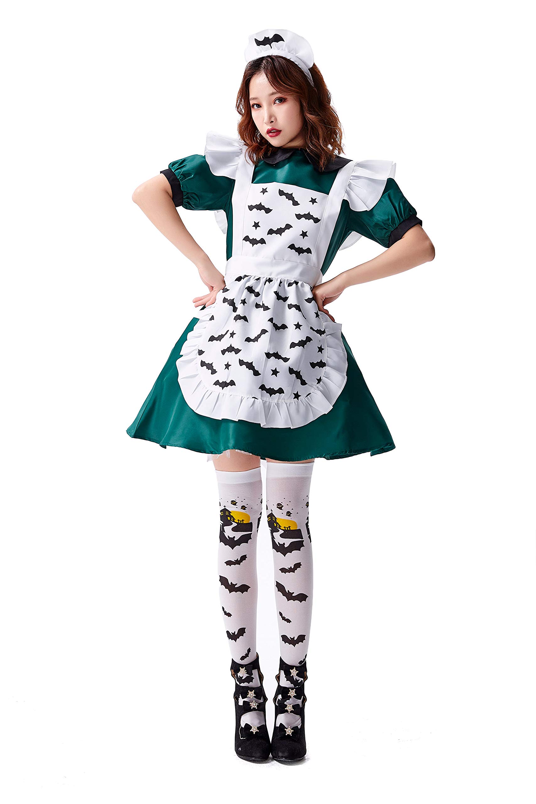 Amazon.co.jp: ハロウィン コスプレ メイド 衣装 コウモリ エプロン